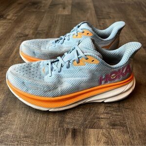 Hoka One One Womens Clifton 9 1127896 ABIW Blue Running Shoes Sneakers Size 9